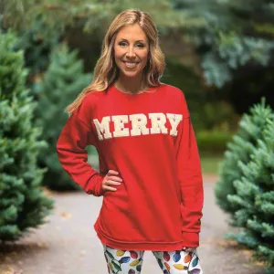 Red Merry Applique Sweatshirt