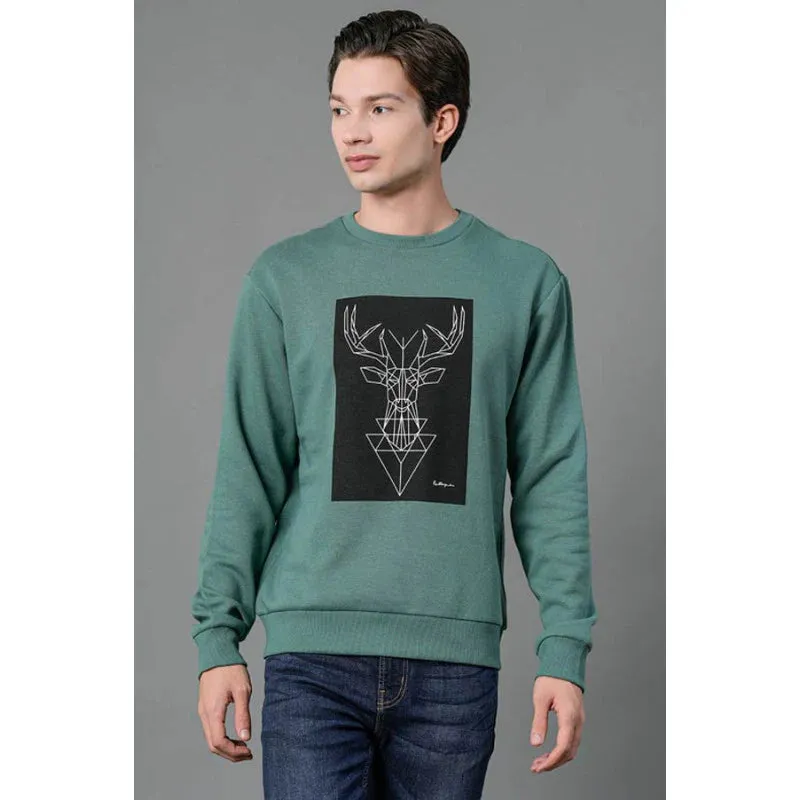 RedTape Men's Slate Green Graphic Print Sweatshirt