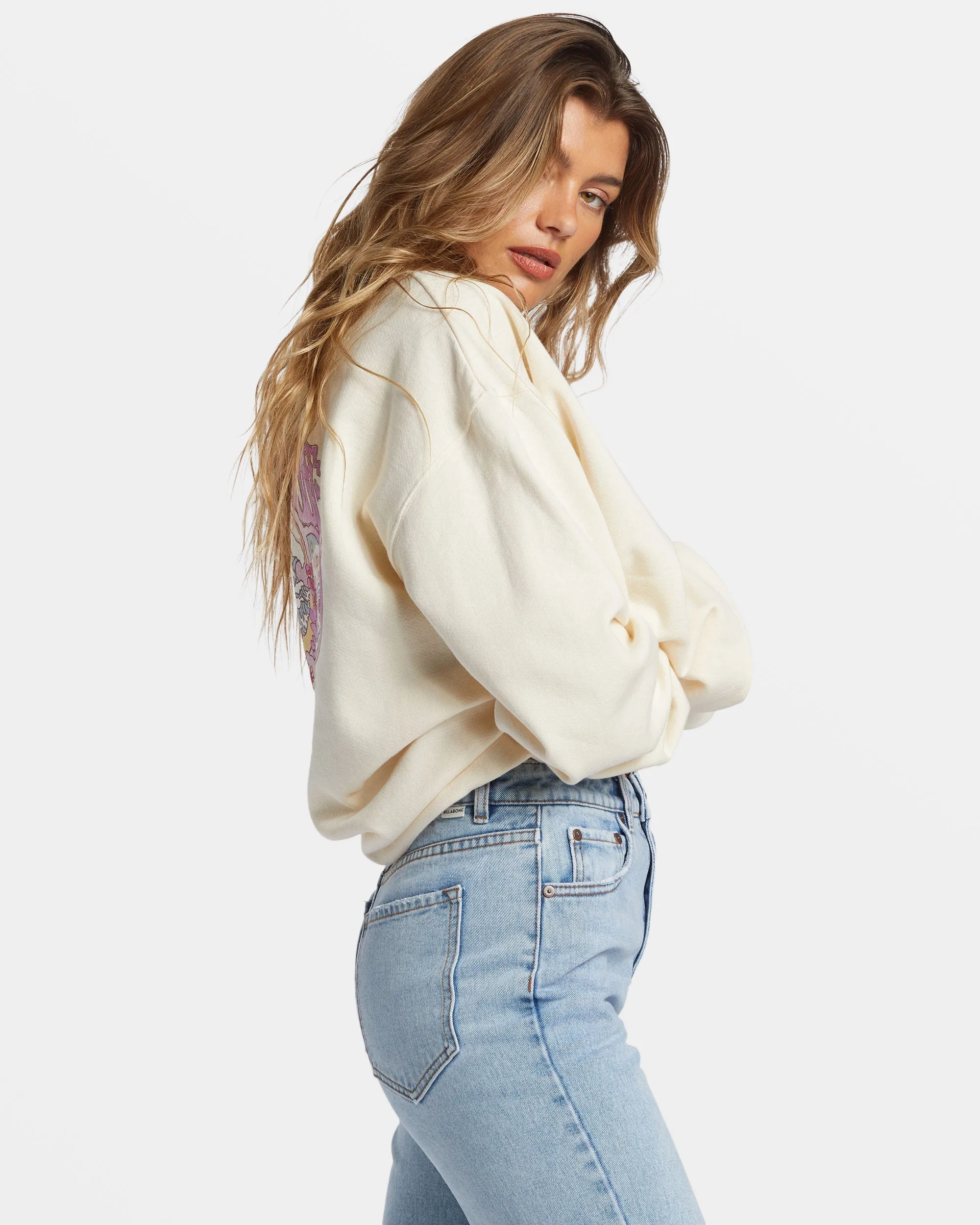 Ride In Oversized Crewneck Sweatshirt - White Cap 1