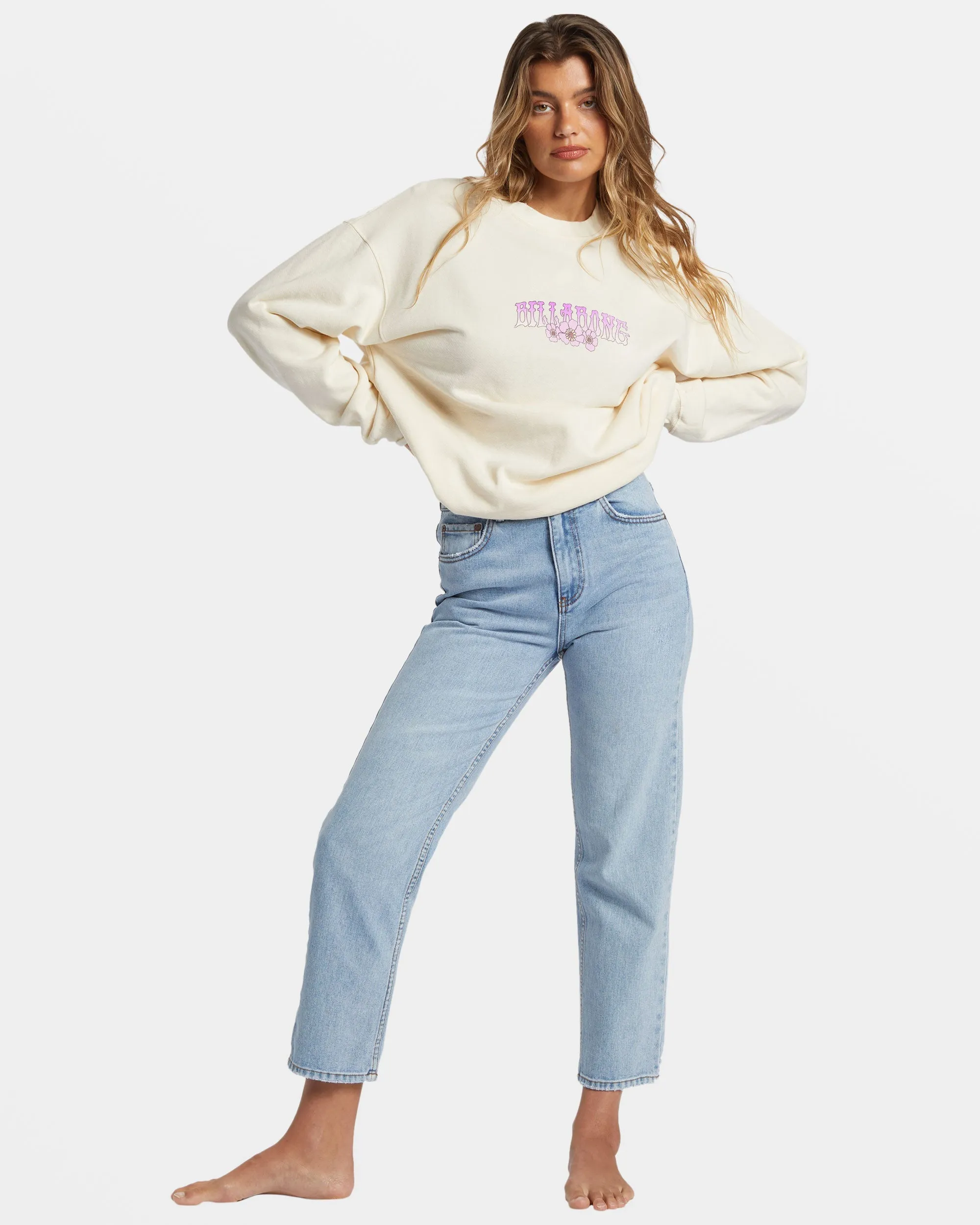 Ride In Oversized Crewneck Sweatshirt - White Cap 1