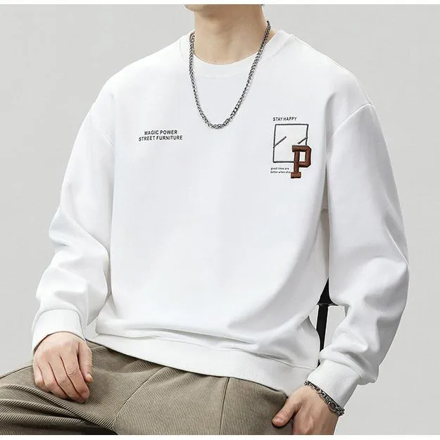 Round Neck Loose Fit Simplicity Men's Sweatshirt