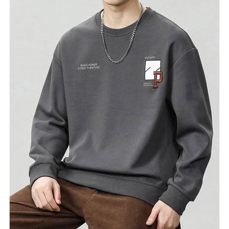 Round Neck Loose Fit Simplicity Men's Sweatshirt