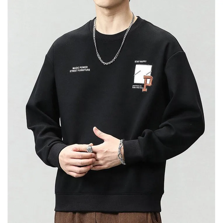 Round Neck Loose Fit Simplicity Men's Sweatshirt