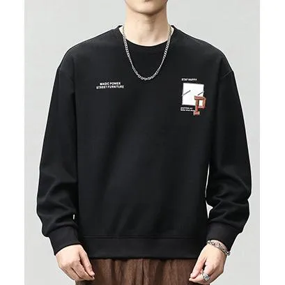 Round Neck Loose Fit Simplicity Men's Sweatshirt