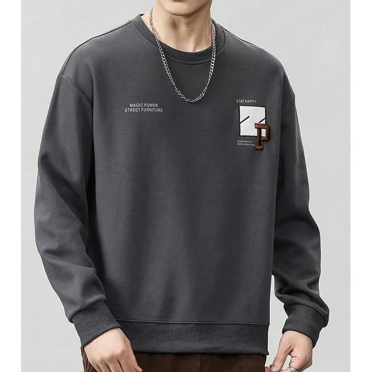 Round Neck Loose Fit Simplicity Men's Sweatshirt