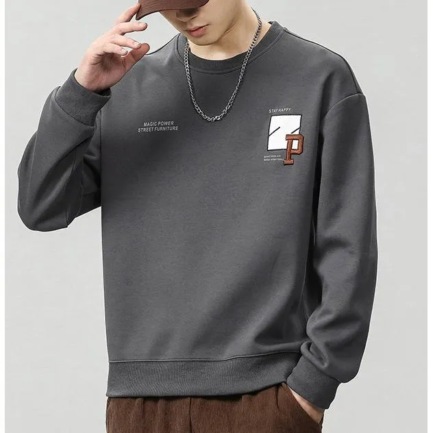 Round Neck Loose Fit Simplicity Men's Sweatshirt