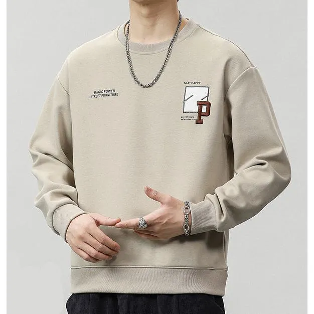 Round Neck Loose Fit Simplicity Men's Sweatshirt