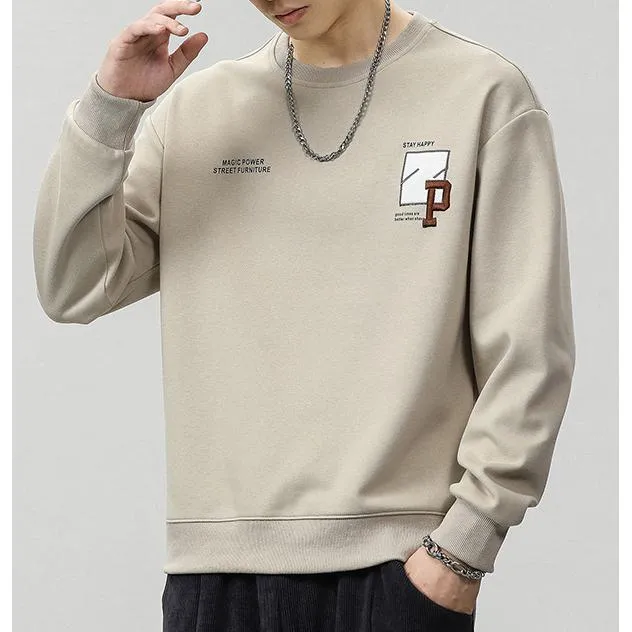 Round Neck Loose Fit Simplicity Men's Sweatshirt