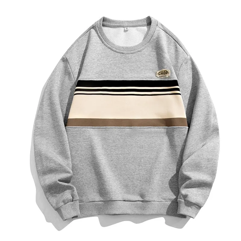 Round Neck Loose Fit Stripe Sweatshirt