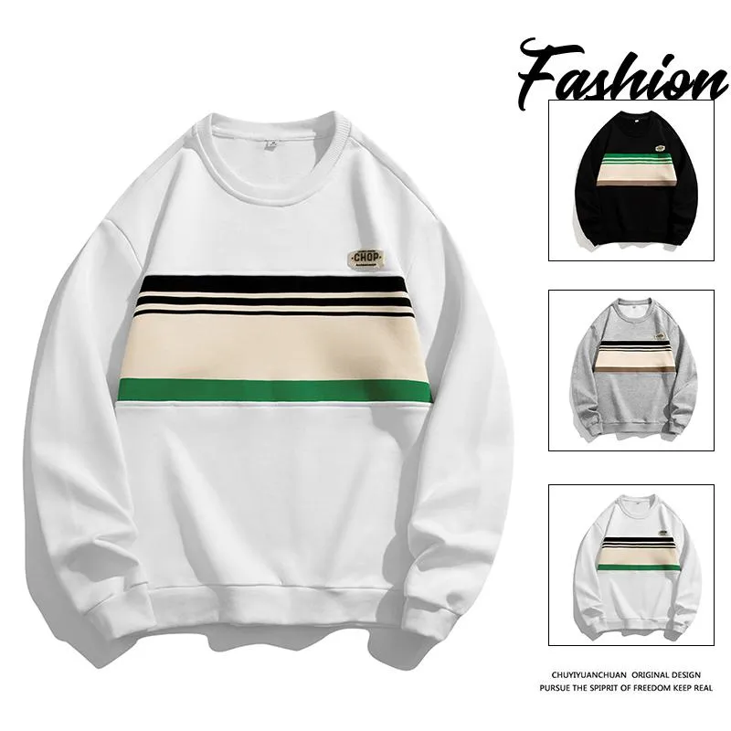 Round Neck Loose Fit Stripe Sweatshirt