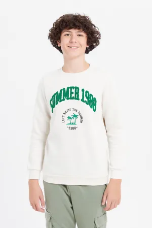 Senior Boys Biege Towel Applique Sweatshirt