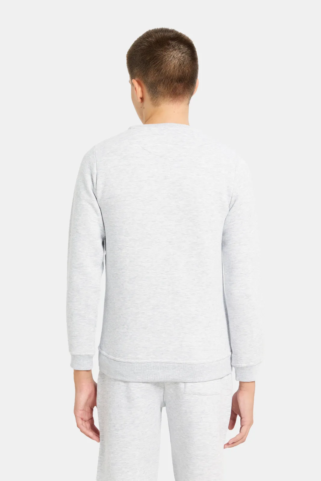 Senior Boys Ecru Mel Plain Sweatshirt