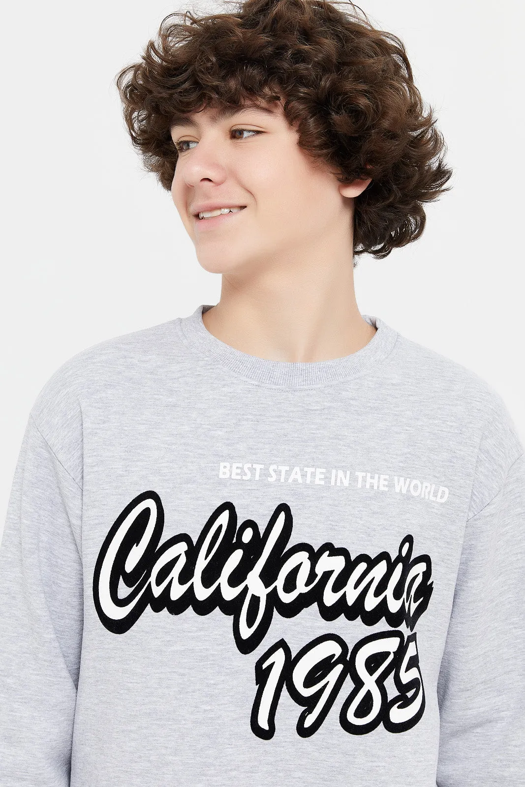 Senior Boys Grey California Print Sweatshirt