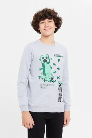 Senior Boys Grey Printed Sweatshirt