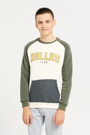 Senior Boys White DALLAS Print Sweatshirt