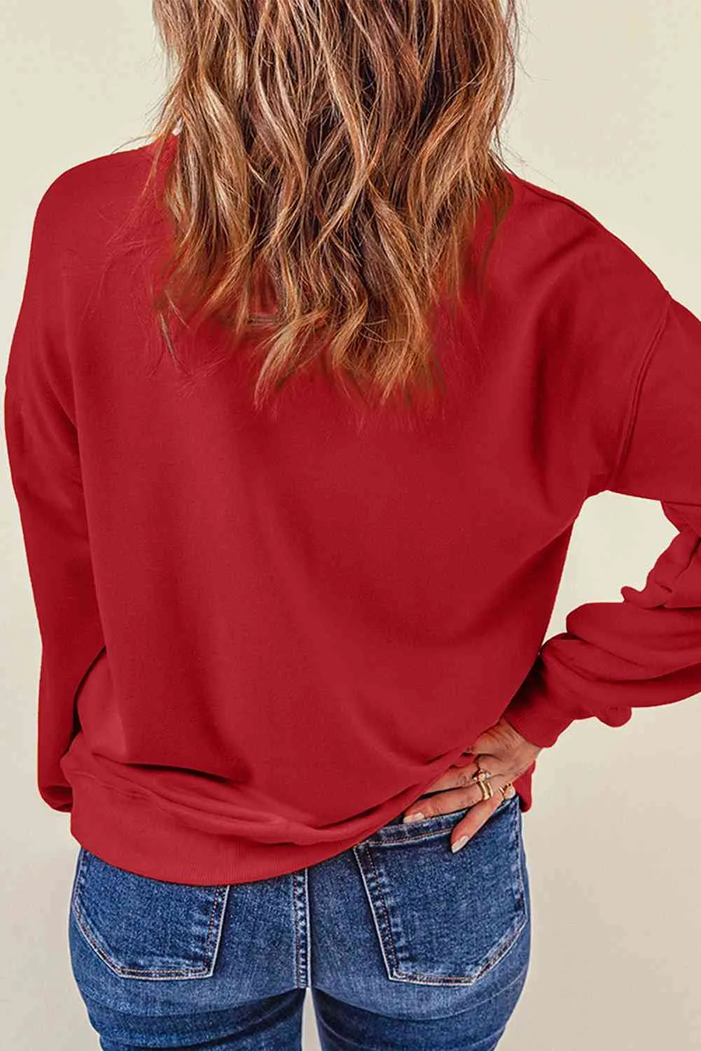 Sequin Santa Graphic Round Neck Sweatshirt