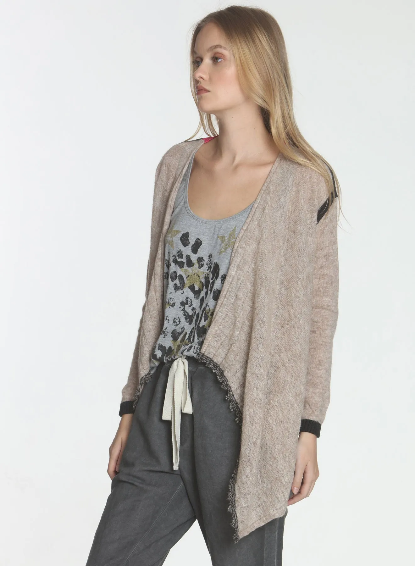 Sofia Scarf Cardigan - Oatmeal