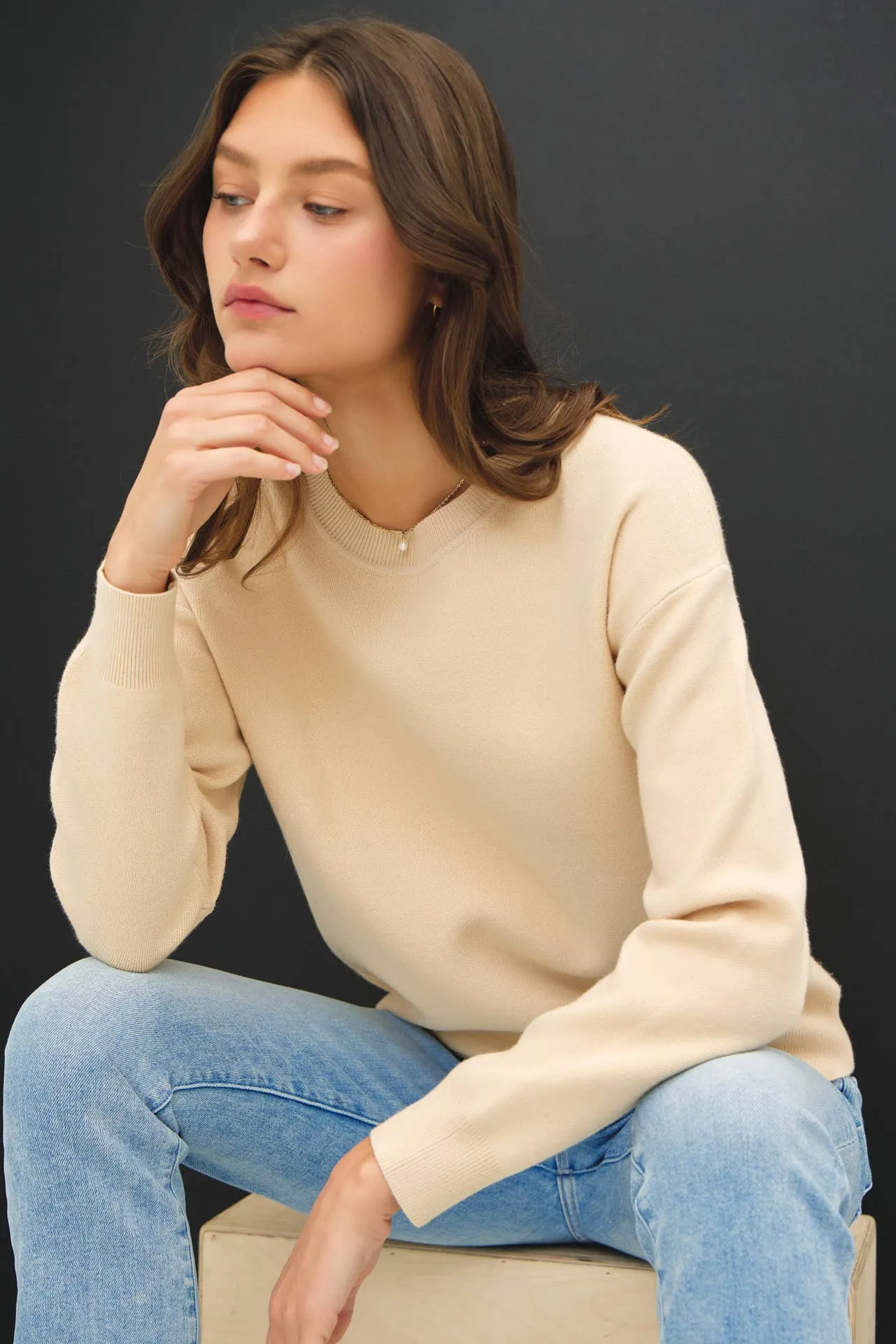 SOFT BASIC ROUND NECK SWEATER