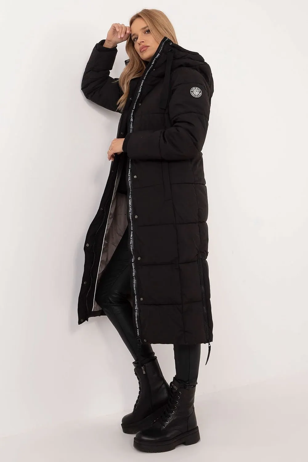 TEEK - High Neck Hooded Long Puff Coat