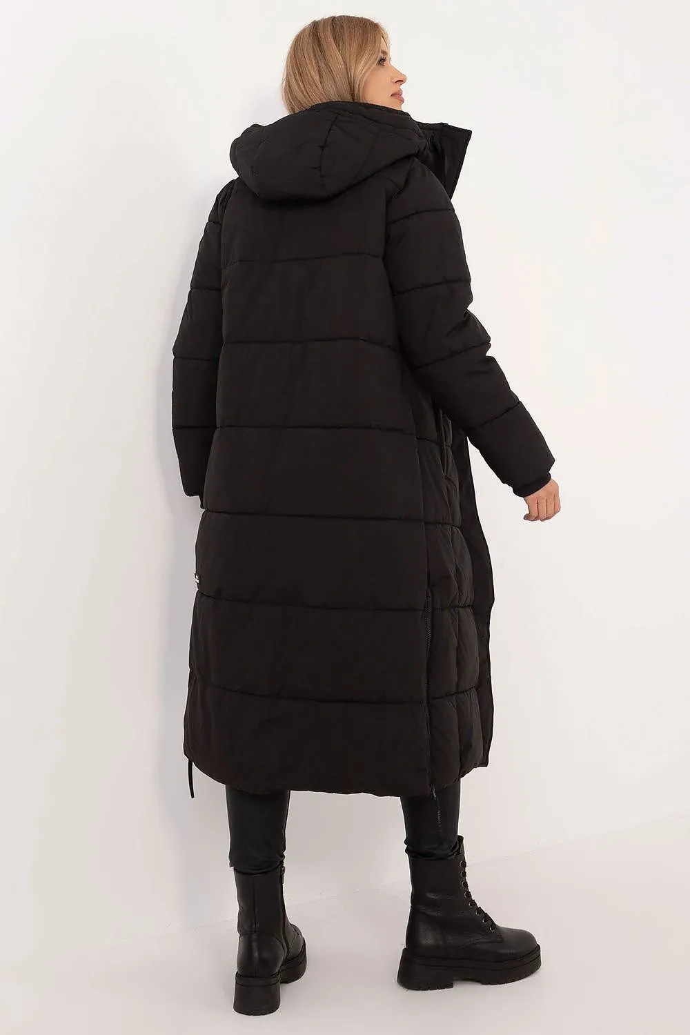 TEEK - High Neck Hooded Long Puff Coat