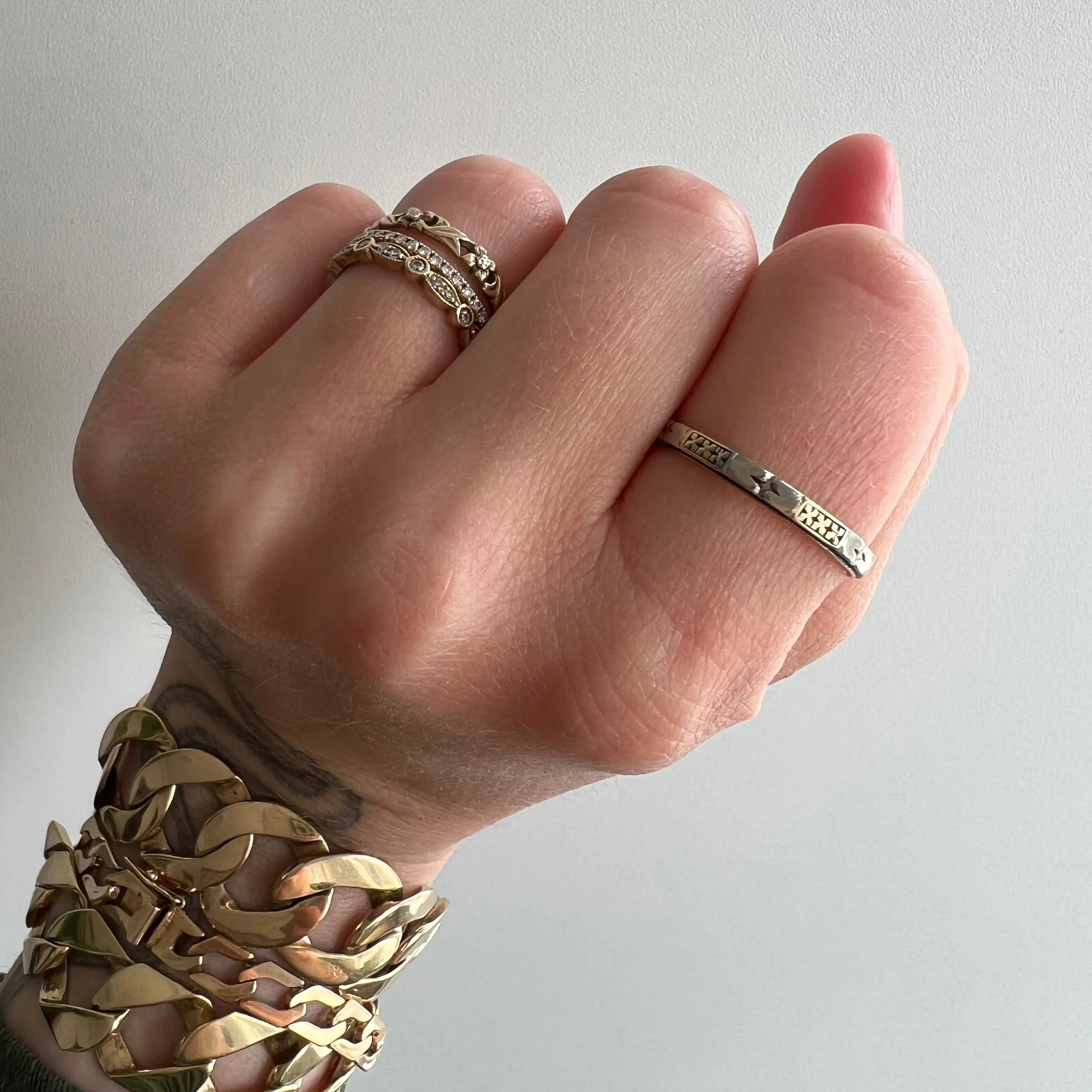 V I N T A G E // endless floral love / 14k yellow and white gold heart and floral eternity band / size 9.25