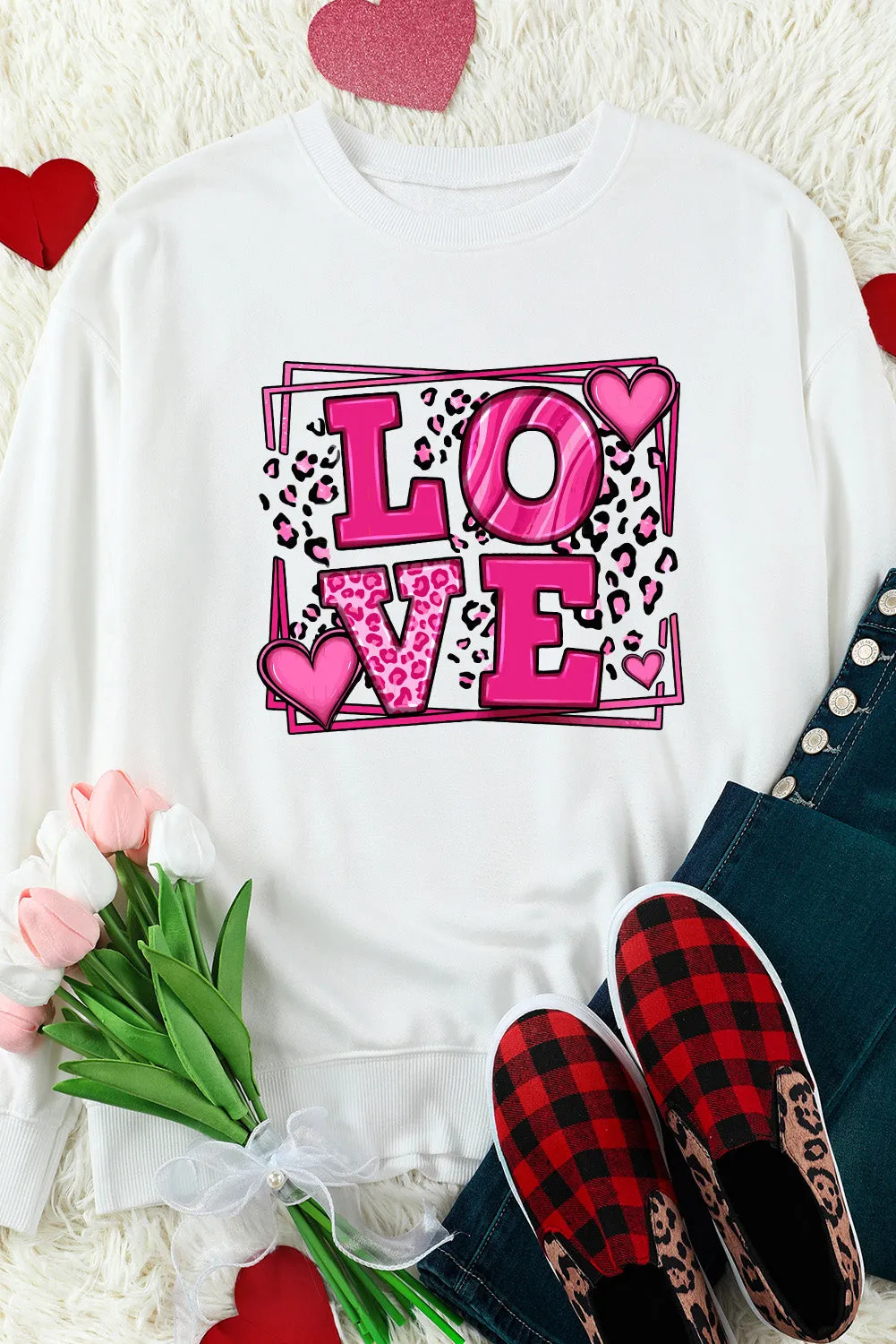 Valentine's Day T Shirt for Women Sweet Love Heart Graphic Tees Tops