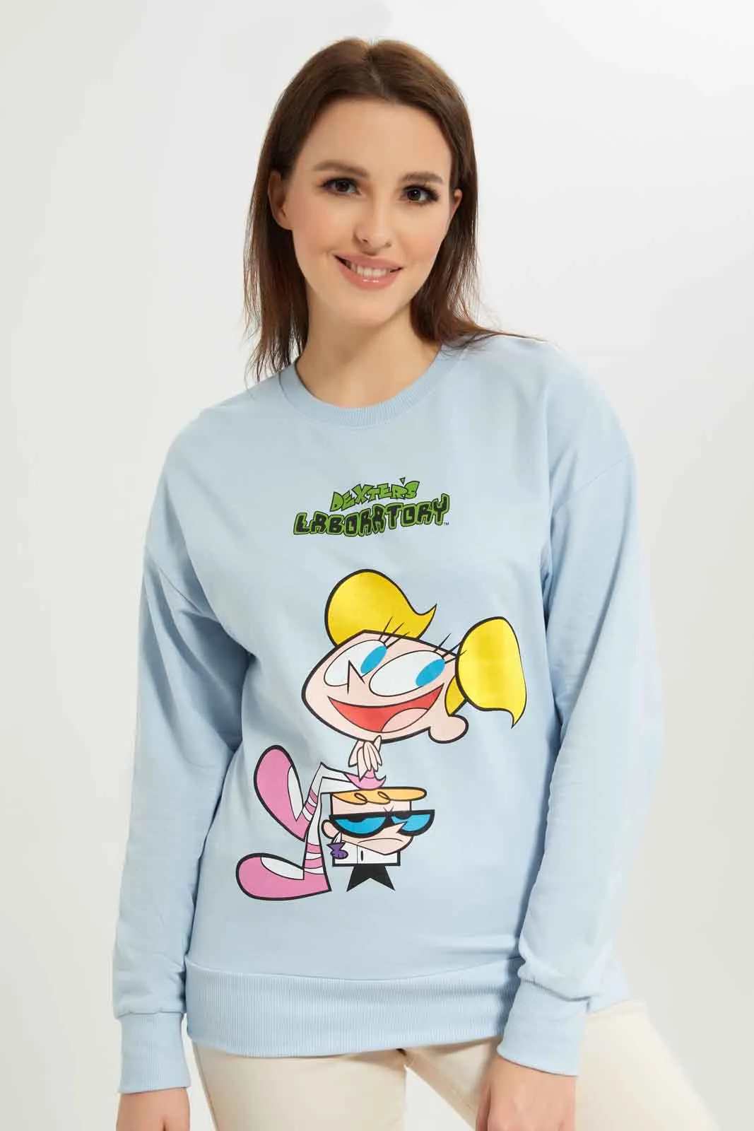 Women Blue Dexters Printed Sweatshirt